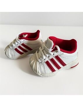 NWOT adidas Infants Superstar Shoes White Red Shell Toe Sneakers Size 2K New